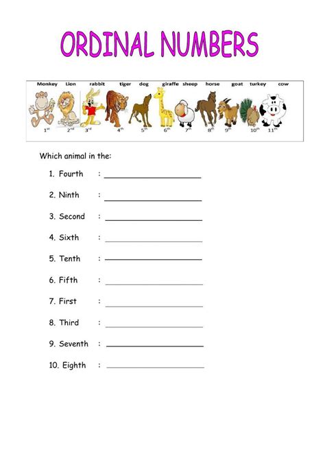 ordinal numbers worksheet|liveworksheets ordinal numbers.